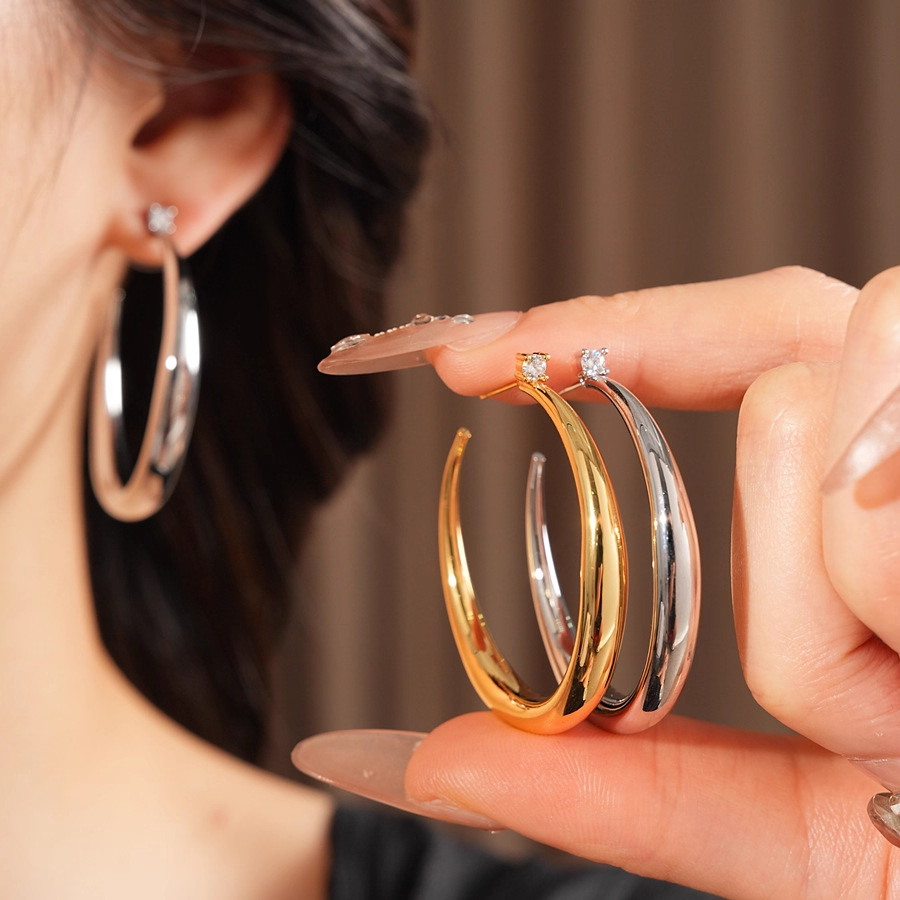 许你耀眼赵露思同款小红书爆款圆圈光面耳环潮耳圈女耳扣小众设计