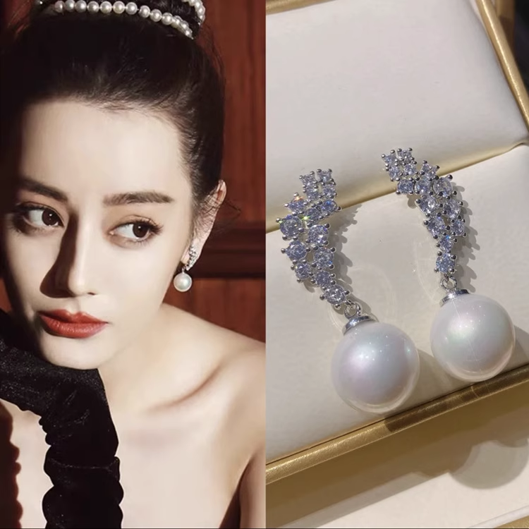 许你耀眼赵露思同款耳钉女耳环耳坠章若楠法式迪丽热巴小众珍珠款