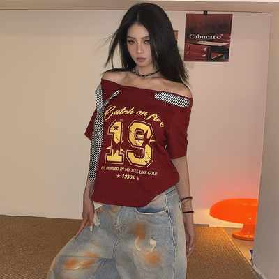 个性衣领设计显瘦短袖T恤女