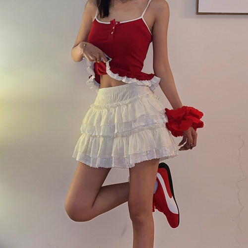 白色小短裙百褶裙气质女