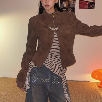 DoubleD美式复古机车风短外套