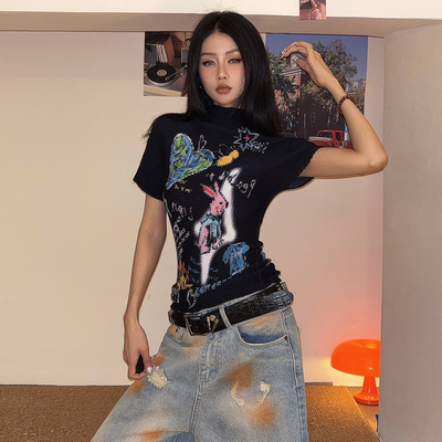 美式潮流百搭个性印花短袖