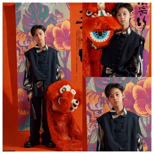 儿童摄影影楼拍摄中大童影楼新中式男孩艺术写真影楼拍摄服装