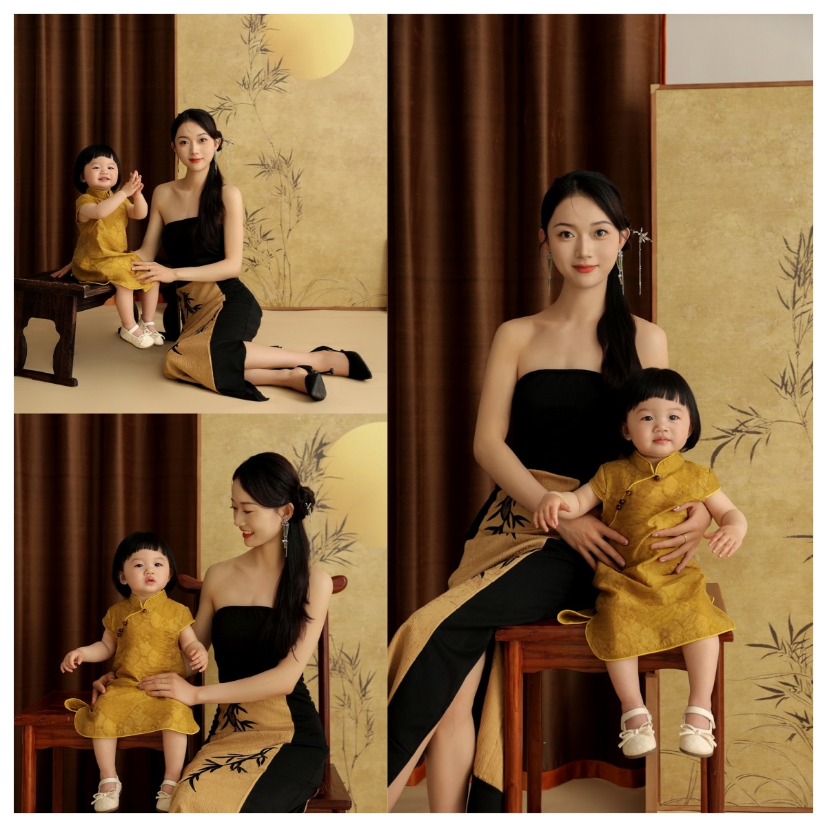 2024年新款儿童摄影复古新中式国风母女款亲子写真影楼拍摄服装