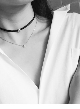 S925纯银原宿风日韩国双层锆石