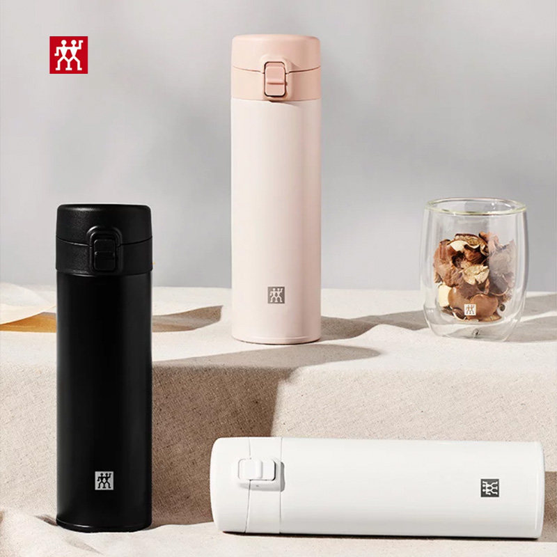 德国双立人保温杯粉色enjoy系列真空弹跳杯480ml男女便携不锈钢杯