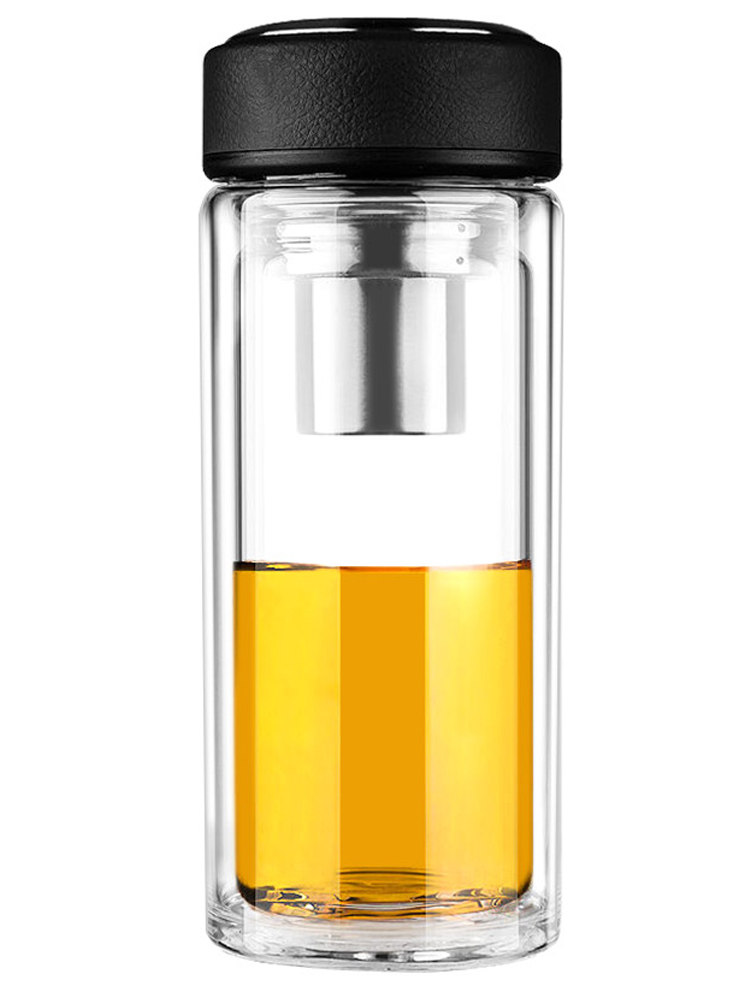 万象双层玻璃杯便携隔热车载水杯男女士滤网茶杯商务办公杯子v20