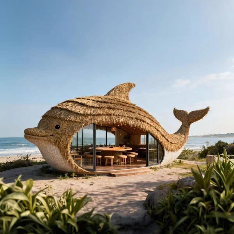 户外景区休闲动物造型茅草小屋餐厅凉亭定制网红打卡动物造型小屋