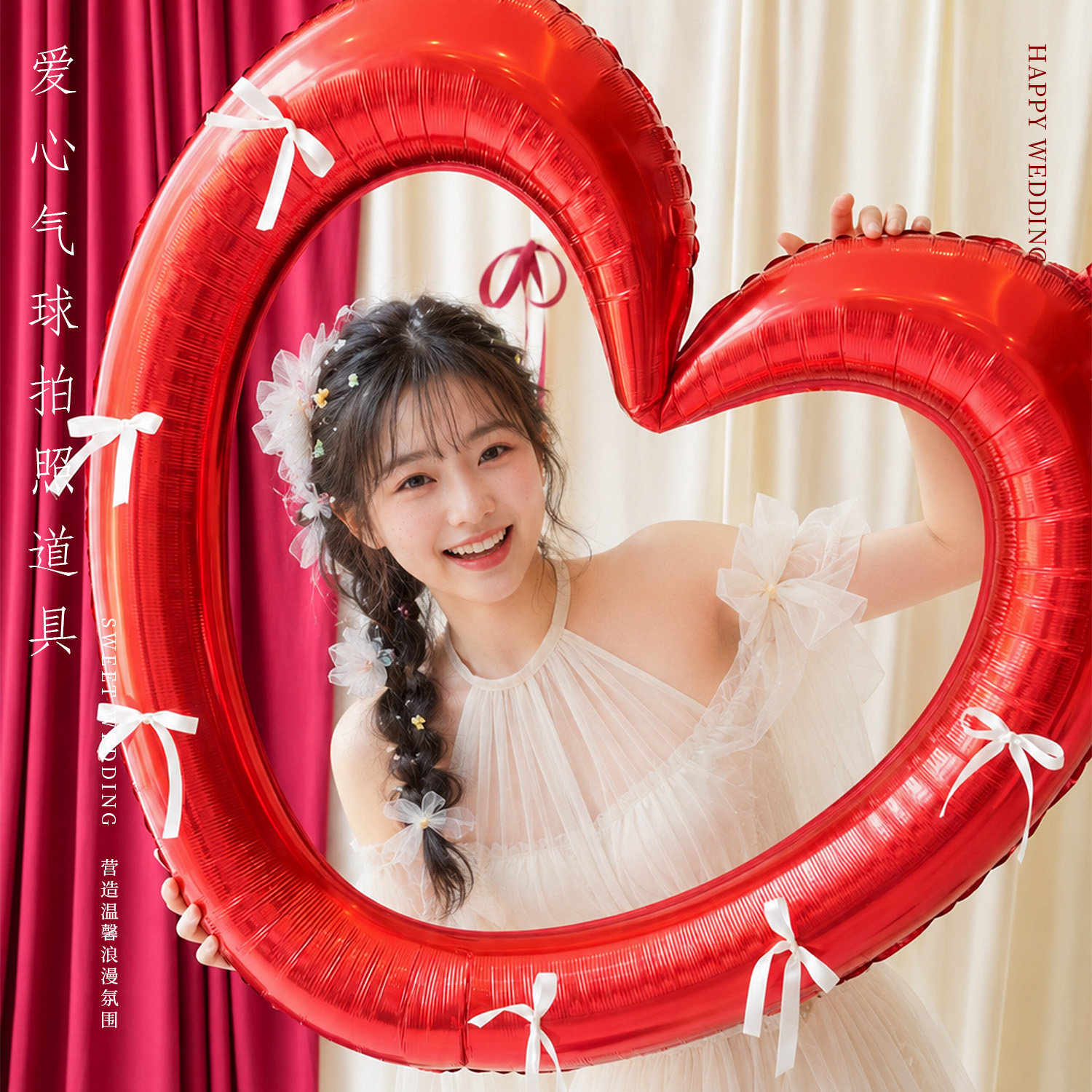 婚房布置结婚装饰红色爱心气球图片