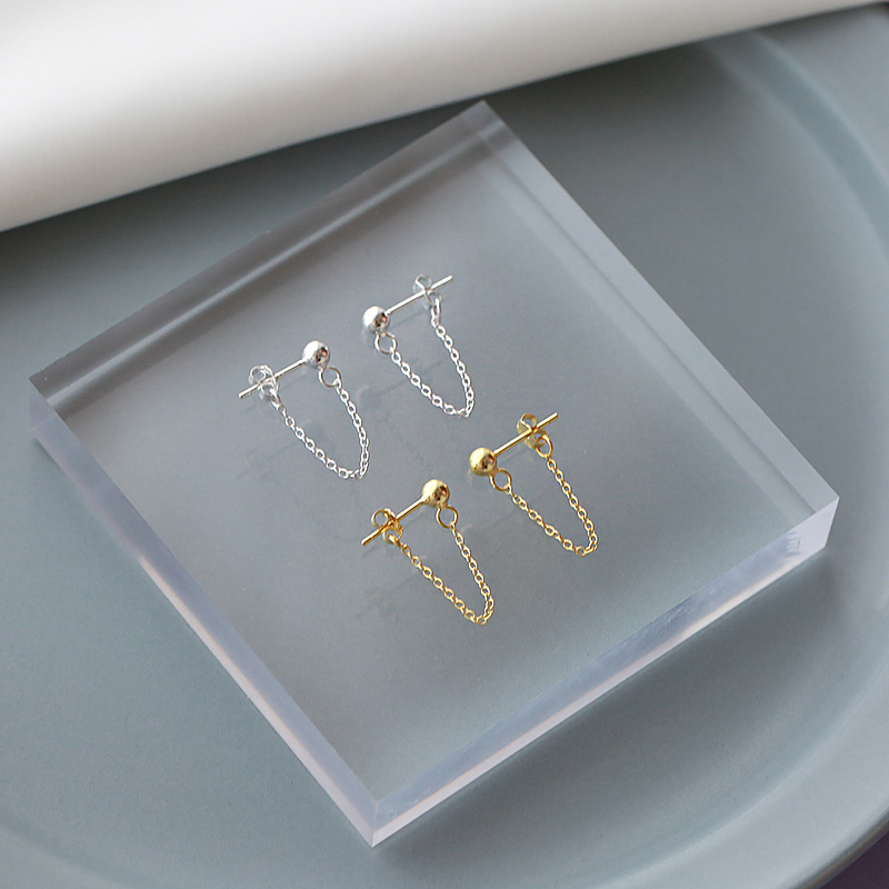 s925链条时尚个性风短款百搭耳坠