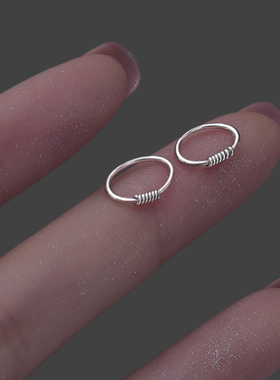 S925纯银黑色螺丝耳扣女 简约小巧冷淡风气质网红个性耳骨耳环