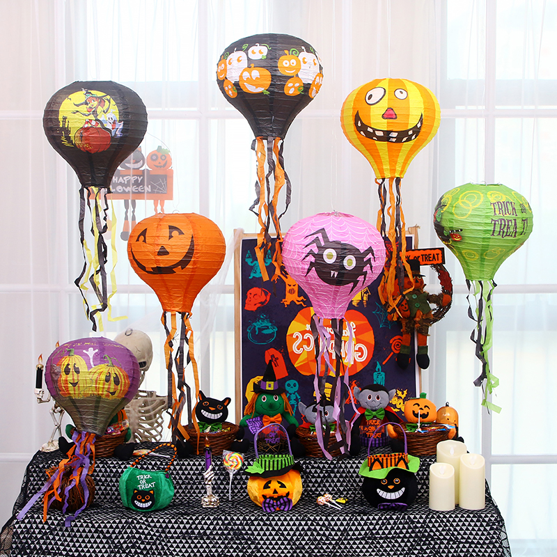 万圣节灯笼热气球吊饰南瓜幼儿园布置装饰手工diy材料制作纸灯笼