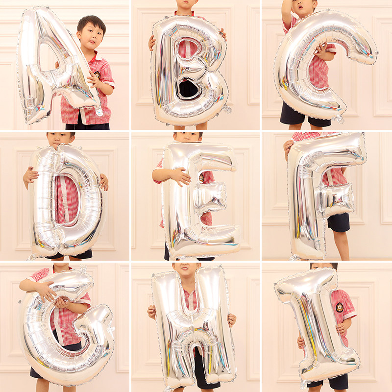 30寸加厚铝膜气 金色银色大字母铝箔气球结婚礼生日派对装饰布置