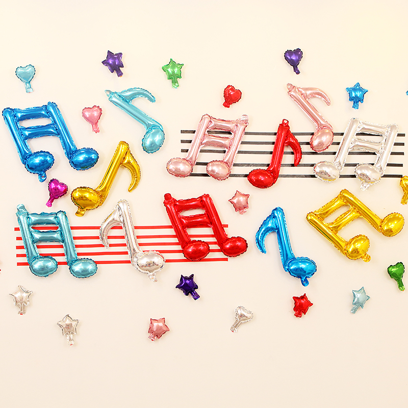 音符气球生日派对音乐会舞台装饰铝膜气球双音符幼儿园教室装饰品