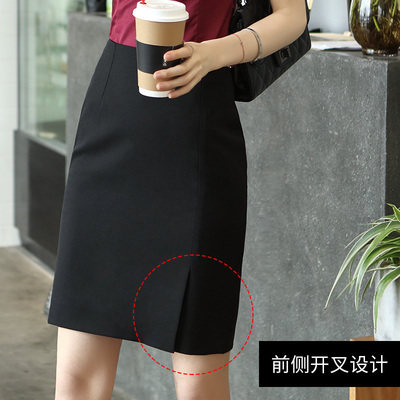 职业西装裙女半身裙工装一步裙包臀黑色开叉高腰群短裙春夏季2018