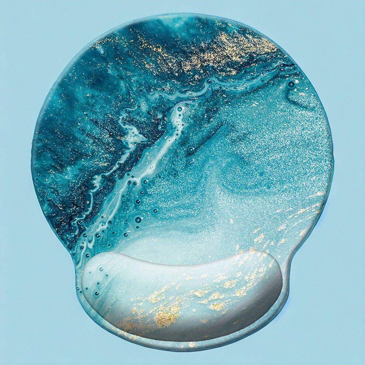 蓝色大海鼠标垫子护腕加厚桌垫无味办公滑鼠垫软记忆棉软手托原创