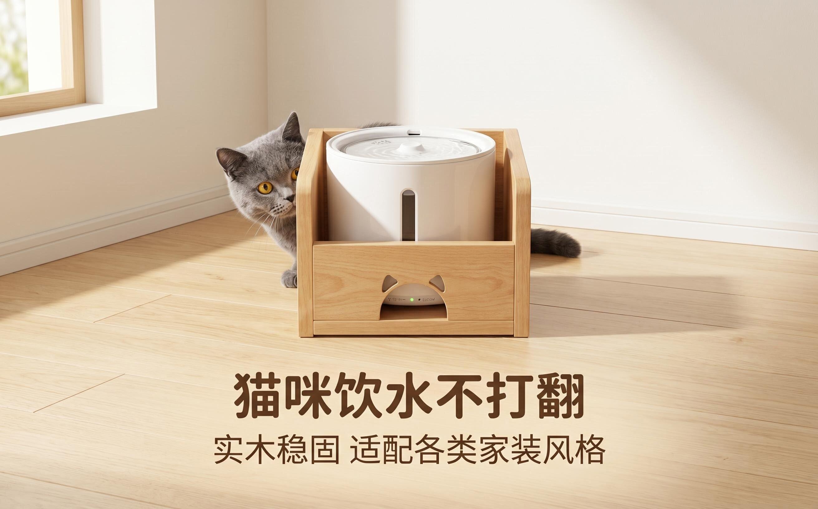 宠物智能饮水机木架防打翻防拆图片