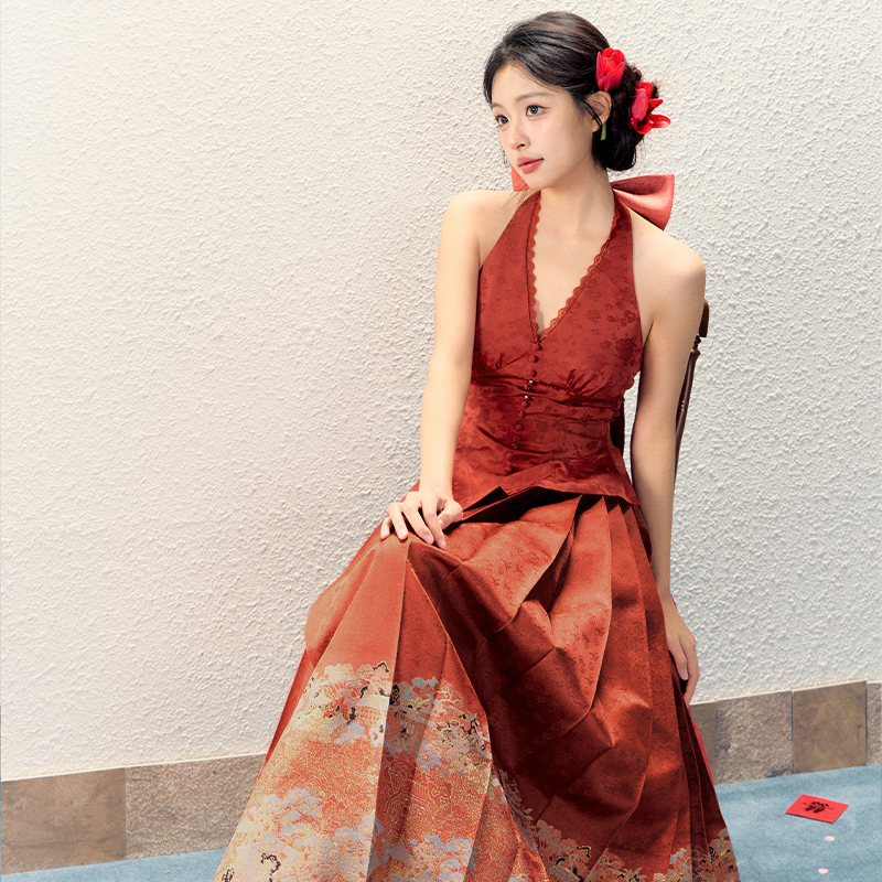 一弦一木【一信笺春】织金仿妆花马面裙女新中式敬酒服订婚半身裙