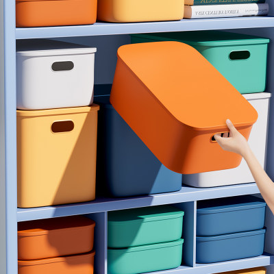 杂物收纳箱家用玩具零食收纳盒桌面化妆品整理盒客厅置储物塑料筐