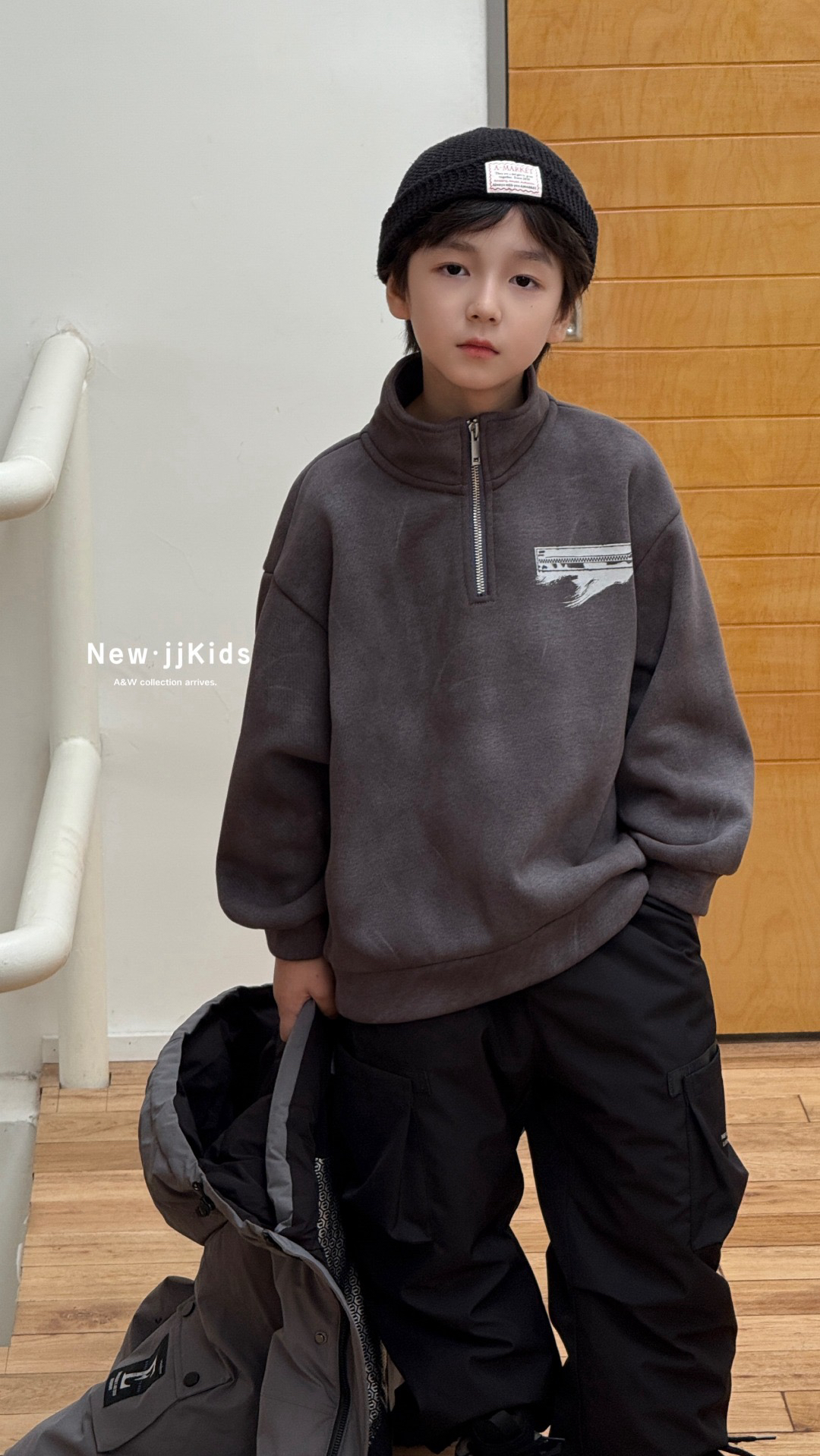 2025专柜正品 秋冬新款男童立领休闲加绒卫衣104050