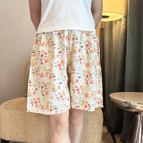 人造棉宽松高腰夏季短裤棉绸