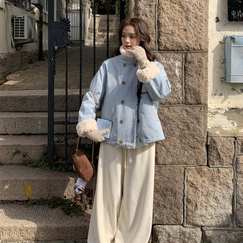 25冬季50绒羊羔毛拼接款派克羽绒服2C208-X2575-P215-K288,女装短外套,2C208