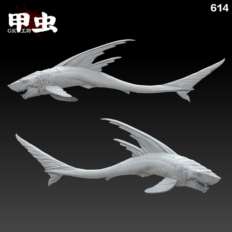 远古变异长尾恶魔鲨摆件模型大型gk树脂手办高精度d打印成品白模