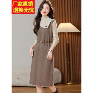 毛衣裙女款秋冬2025新款高级感爆款中长款配大衣的内搭针织连衣裙