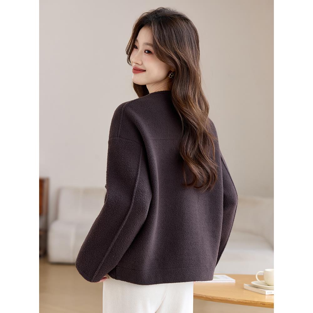 开春毛呢外套女款春秋季2025年新款今年流行爆款宽松羊毛针织开衫