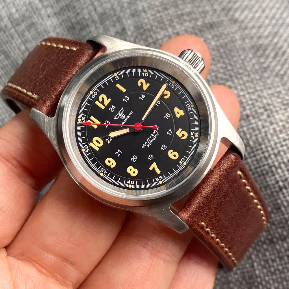 tandorio潜水飞行员机械表男士女士日本nh35机芯复古腕表36mm