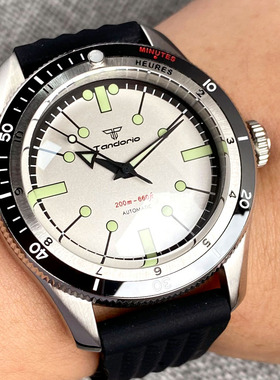 Tandorio不锈钢潜水员男士手表日本NH35拱形蓝宝石商务礼物