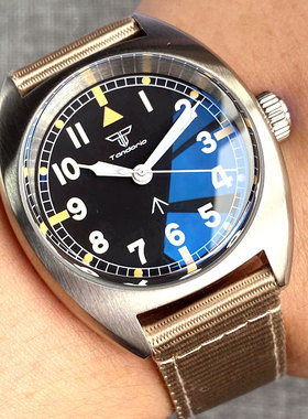 进口自动机芯Tandorio 36mm小型机械手表男士女士飞行员拱蓝宝石