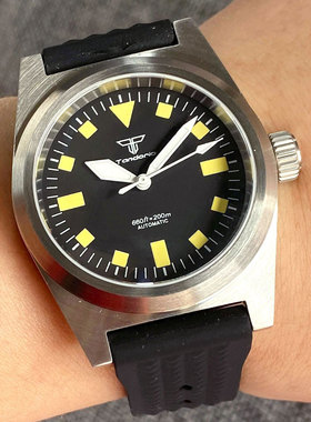 Tandorio 潜水38毫米62mas NH35A自动男士手表黄色刻度飞行员手表