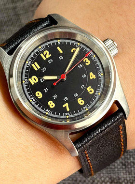 36mm Tandorio复古飞行员自动手表男士女士NH35皮带红秒