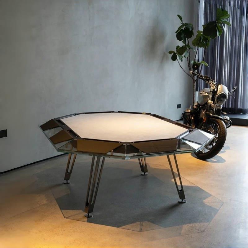 苏里南钢化玻璃德州扑克桌会所俱乐部筹码桌多人高端德扑桌