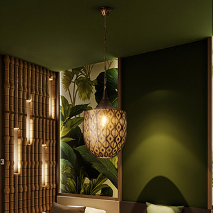 特色吊灯 饰灯咖啡厅茶室禅意灯东南亚风格 泰式 复古餐厅吊灯铁艺装