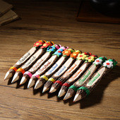 泰国实木铅笔彩色东南亚旅游纪念品铅笔创意复古实木包皮卡通铅笔