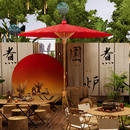 泰国大油纸伞围炉煮茶场景伞户外遮阳伞网红摆摊伞庭院古风太阳伞