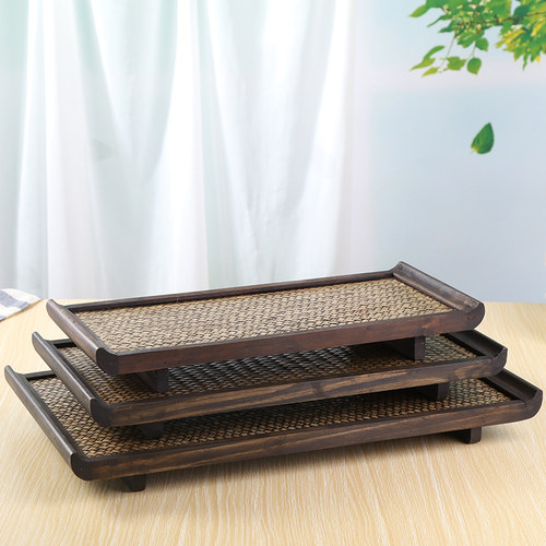 泰国实木竹编茶盘干泡家用托盘