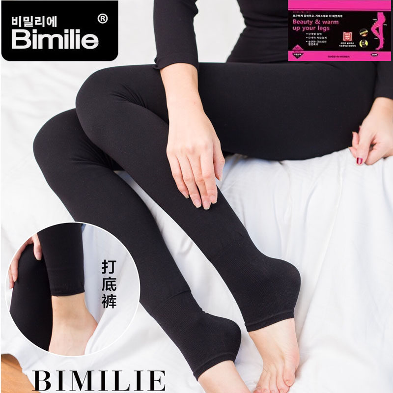 韩国Bimilie2号打底裤瘦腿袜贝米蕾短绒海狸保暖连袜踩脚款包邮