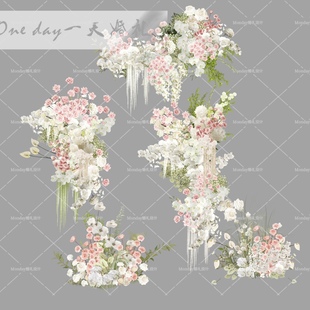 福利A005白粉满天星蝴蝶兰婚礼花艺素材源文件粉色婚礼素材效果图