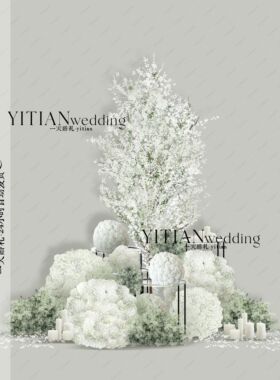 A193韩式小众白绿色满天星绣球圆球婚礼花艺素材psd分层文件树