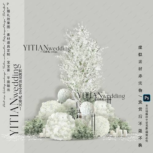 A193韩式小众白绿色满天星绣球圆球婚礼花艺素材psd分层文件树