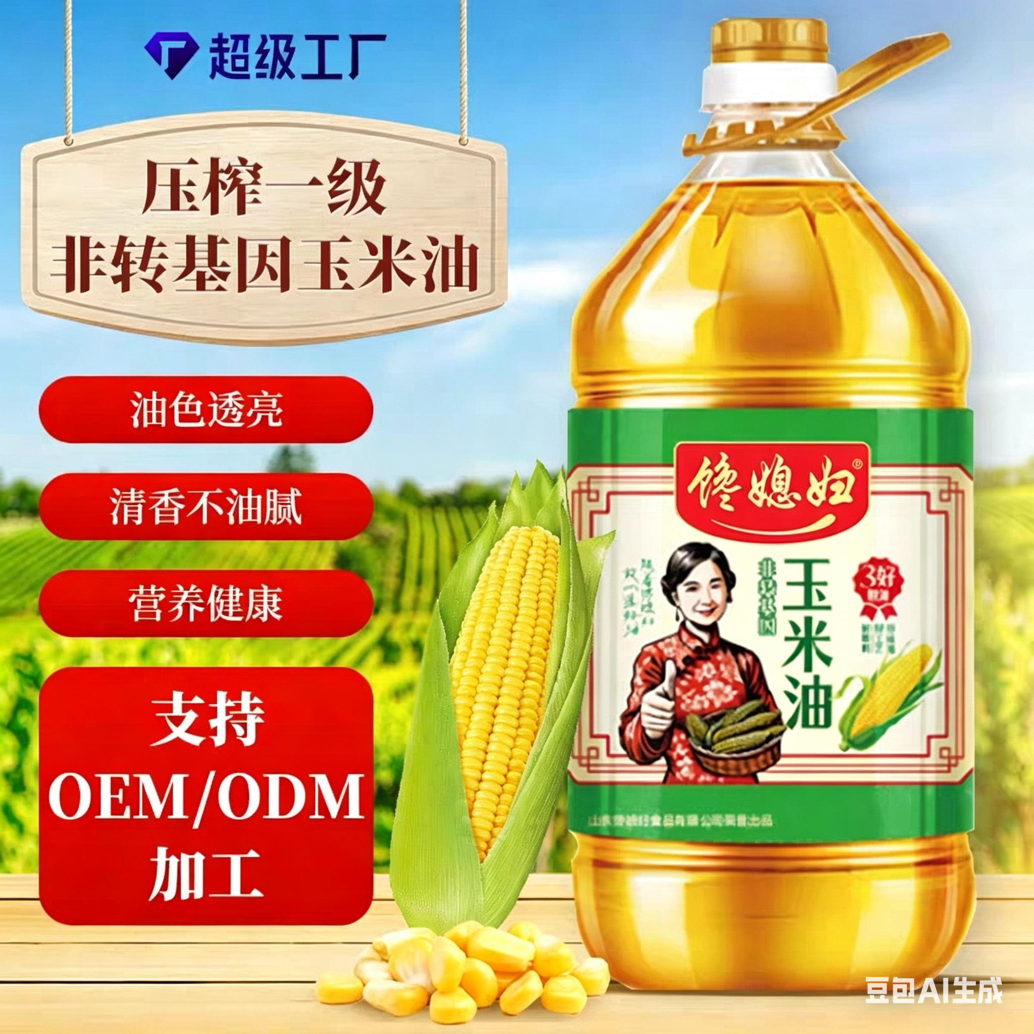 非转基因食用油5L油玉米商用家用玉米油整箱厂家批发山东特产