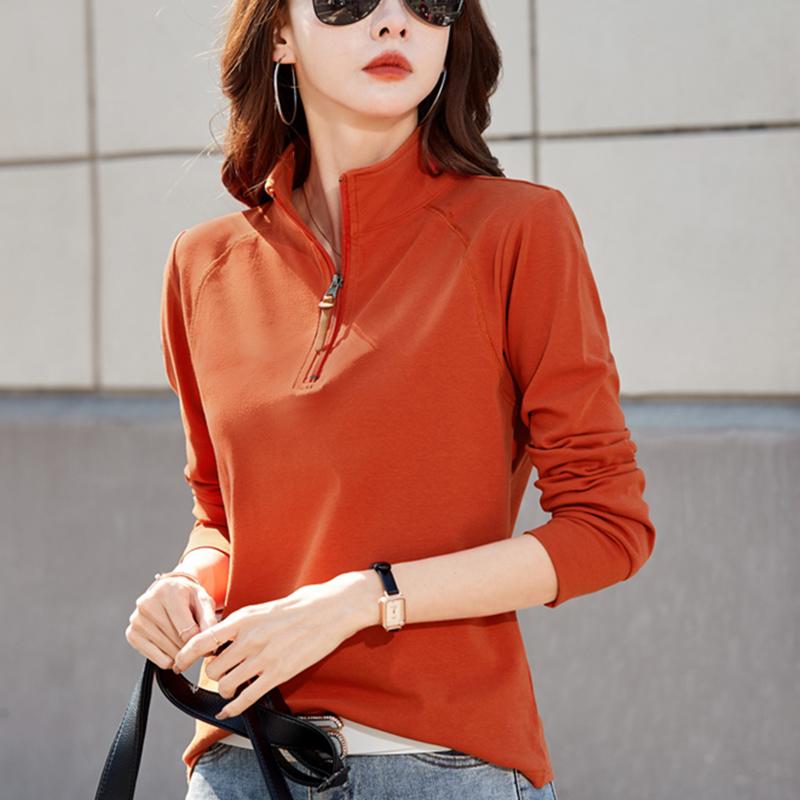 半高领拉链打底衫女2025春秋冬新款内搭宽松休闲运动气质长袖上衣