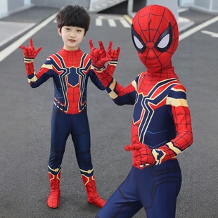 钢铁蜘蛛侠衣服儿童套装男孩女连体紧身衣六一迈尔斯cos超凡战衣