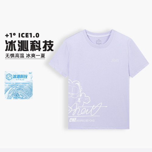 加菲猫联名361度女运动短袖t恤凉感半袖宽松透气上衣2025夏季新品