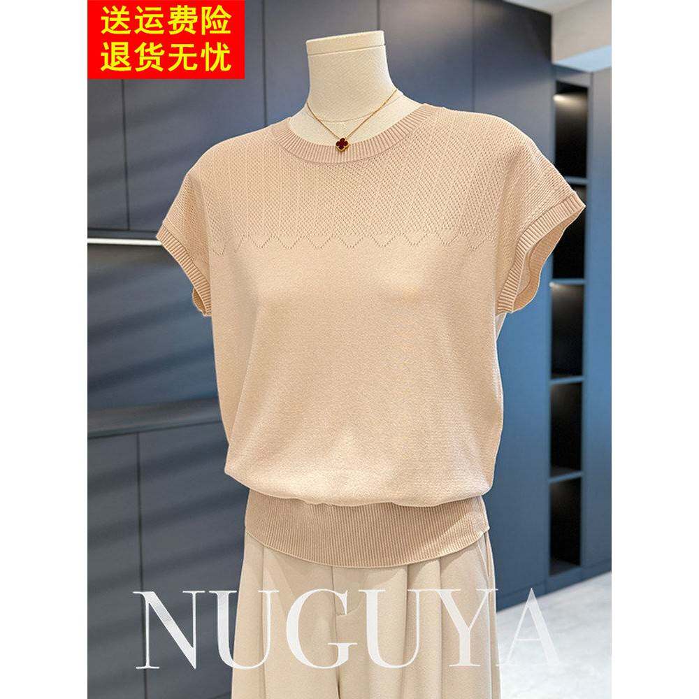 时尚休闲妈妈服毛衣女式短袖夏装新款百搭中老年人小衬衫西式上衣