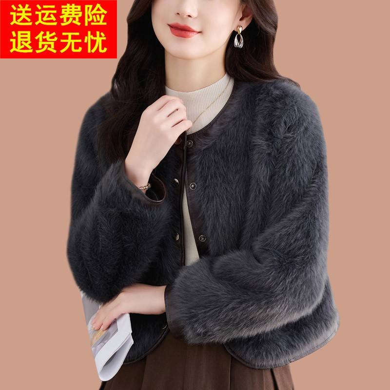 皮毛一体2025新款爆款海宁皮草外套女小个子仿貂加厚毛毛今年流行