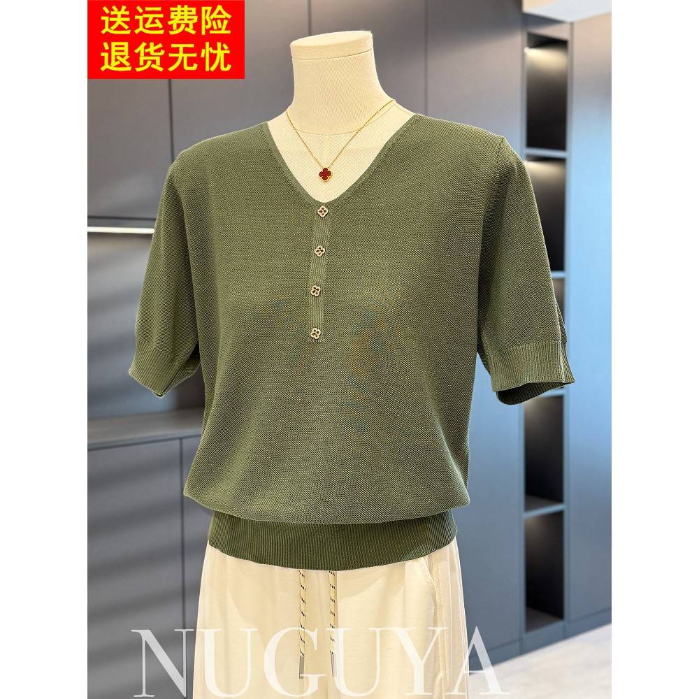 时尚优雅的中老年妇女短袖夏装新款上衣百搭小衬衫西式妈妈装t恤